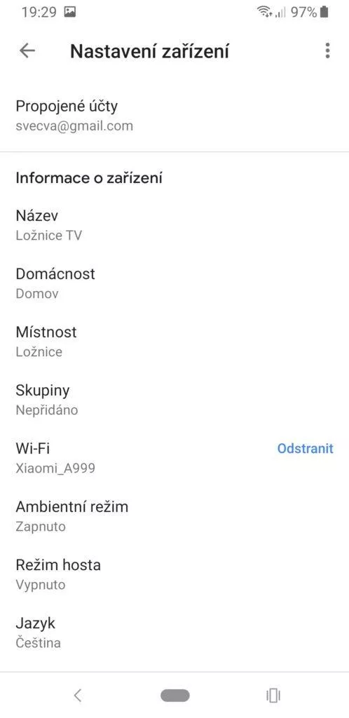 Google Chromecast 3 home nastavení