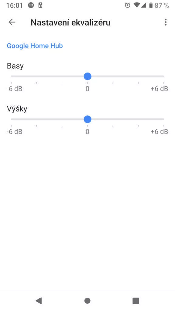 Google Home aplikace ekvalizer