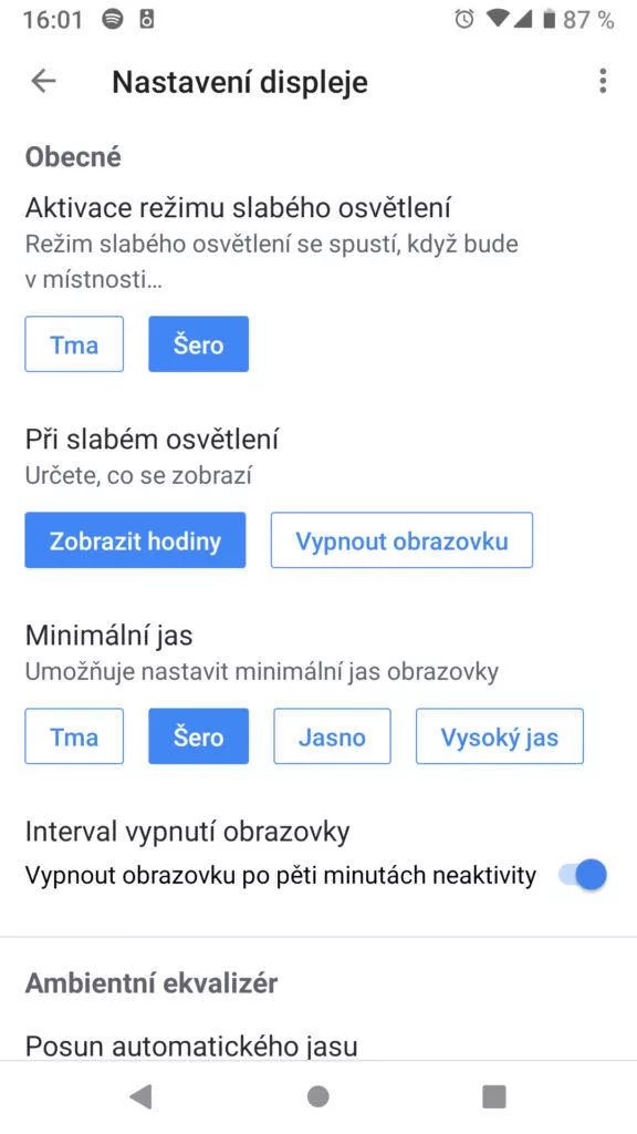 Google Home aplikace nastaveni displeje