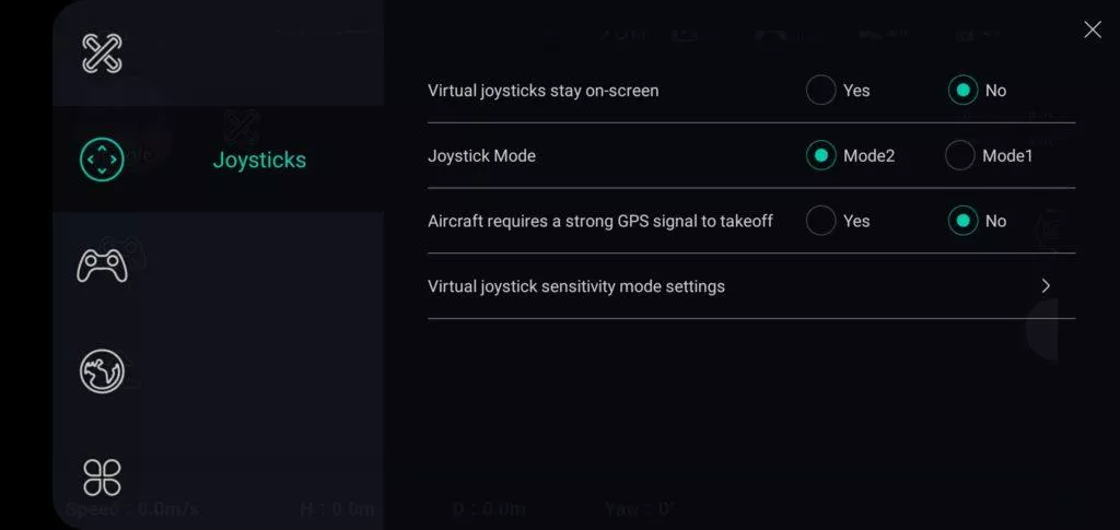 Hubsan Zino aplikace X-Hubsan joystick