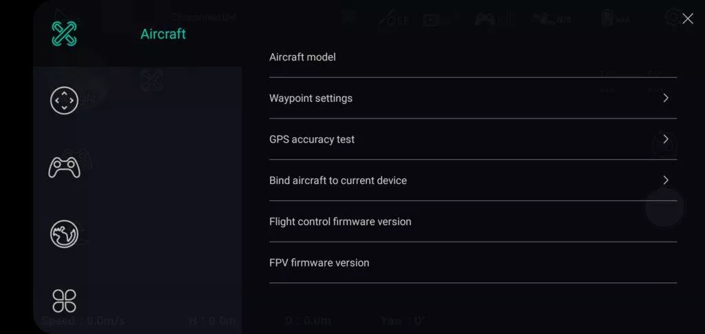 Hubsan Zino aplikace X-Hubsan nastaveni