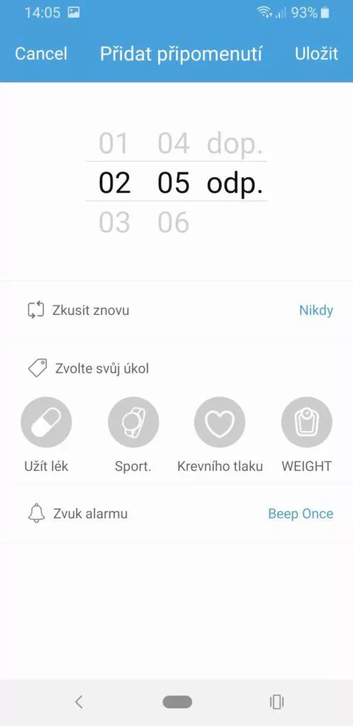 iHealth Wave AM4 připomenutí