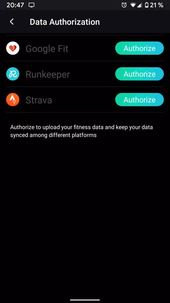 Mobvoi aplikace propojení s fitness službami