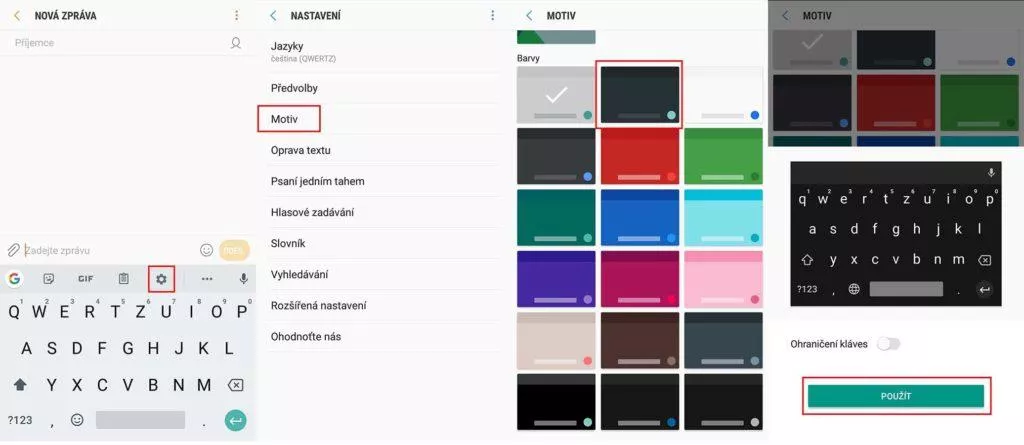 Tmavý režim klávesnice Gboard
