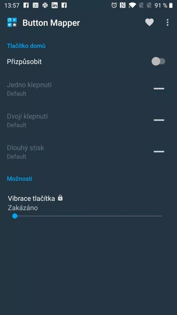 Změna funkce tlačítka