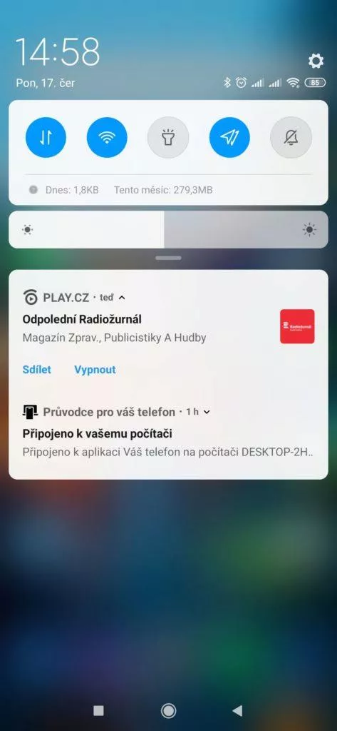 Aplikace je přístupná z notifikací