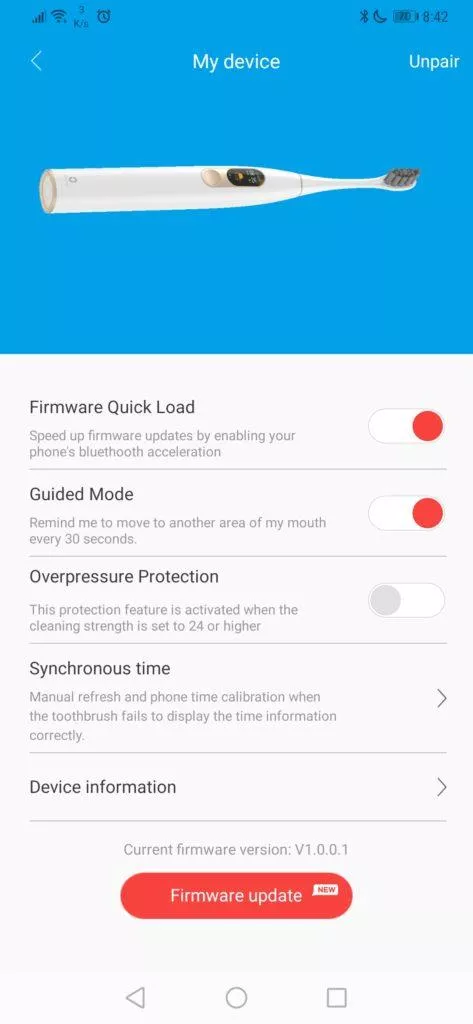 Nastavení kartáčku - elektrický kartáček Xiaomi
