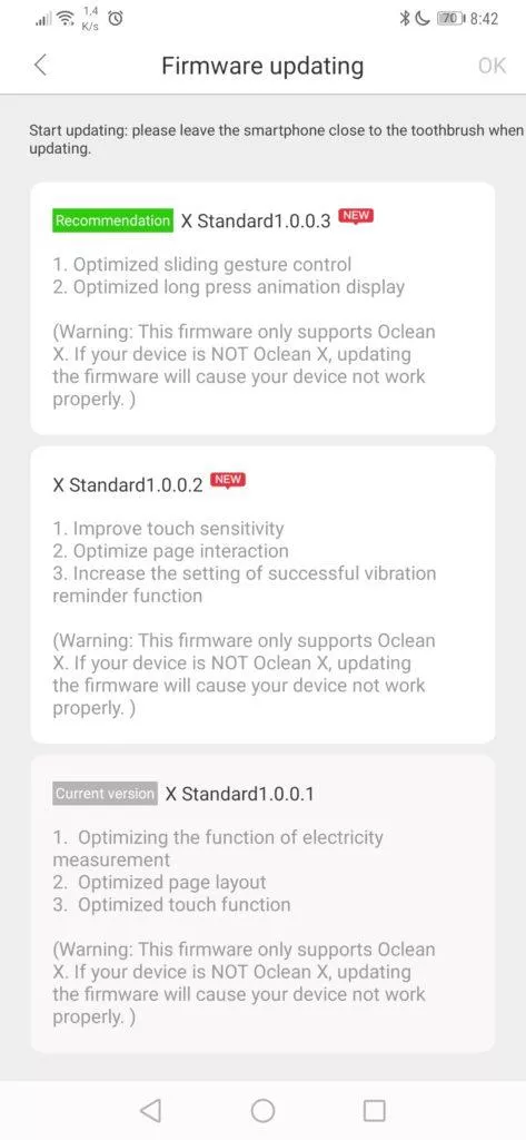 Novinky ve firmware - elektrický kartáček Xiaomi