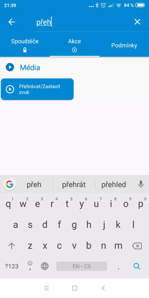 Automatizace Android telefonu - Přehrát zvuk po nabití 03