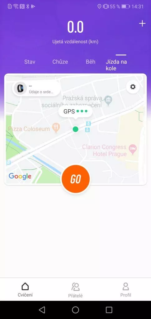 Spuštění aktivity jízda na kole