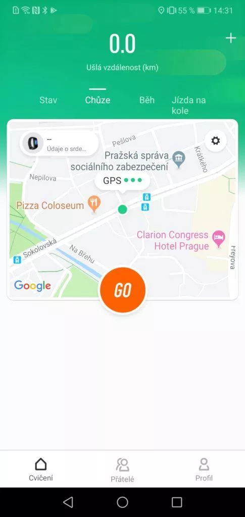 Spuštění aktivity chůze