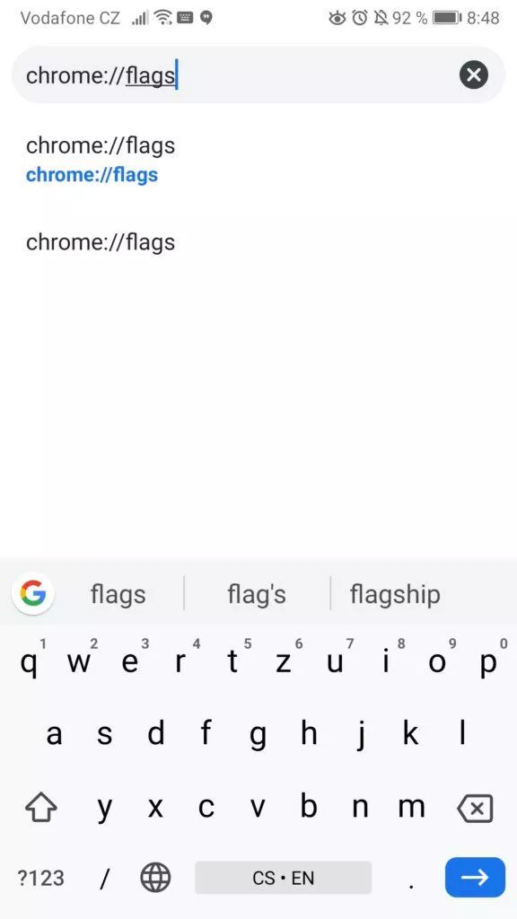 Google Chrome flags - změna lišty
