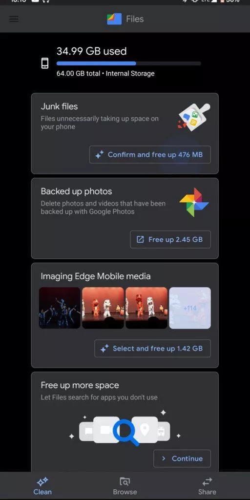 Google Files - temný režim