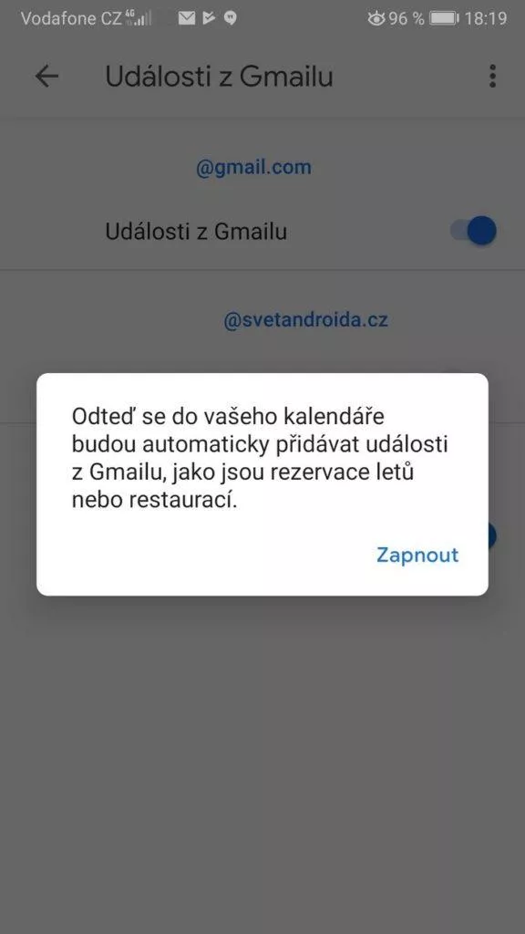 Google kalendář - phishing útoky - výchozí nastavení
