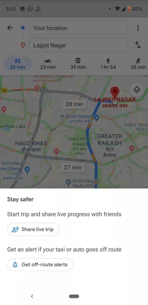 Google mapy hlídají trasu taxi