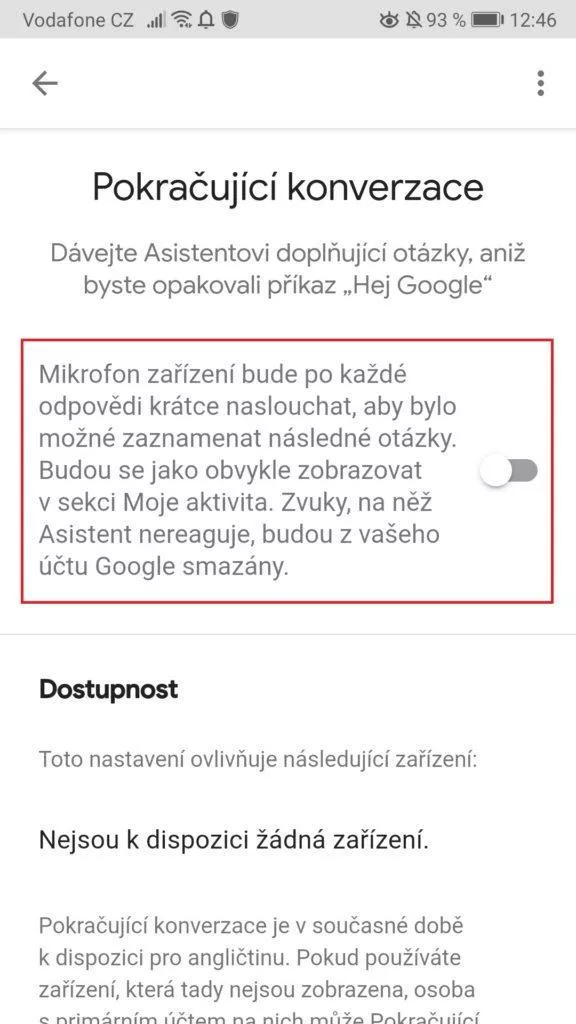 Mobil Android poslouchá