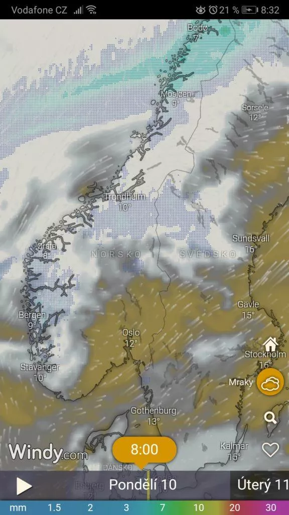 Počasí - výskyt mraků