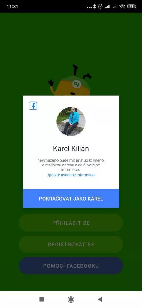 prihlaseni uctem facebook