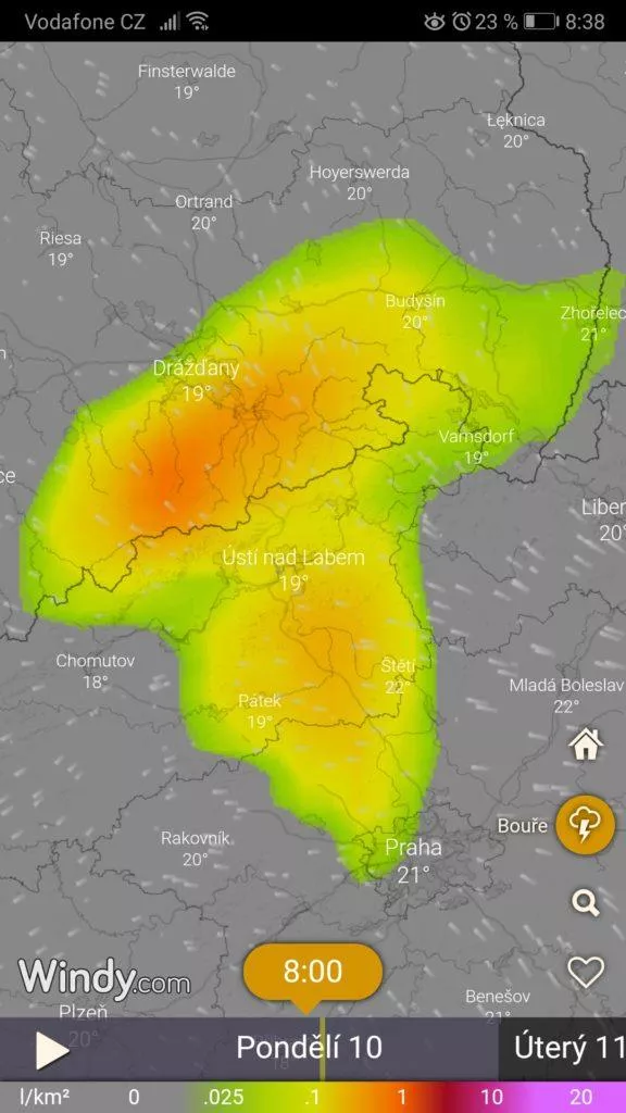 Radar blesky - předpověď