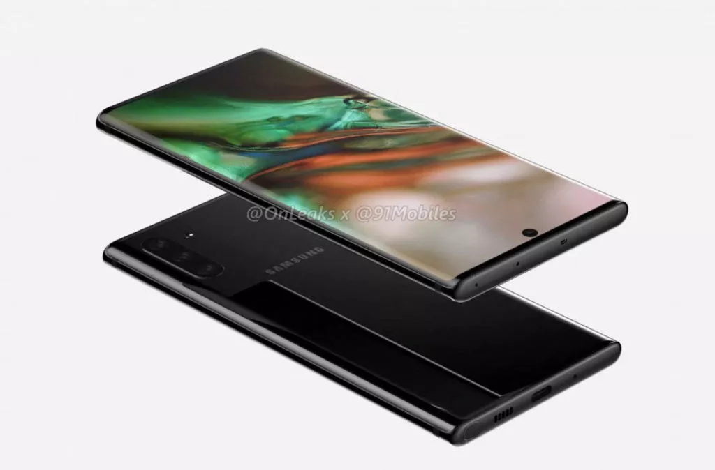 Samsung Note 10 přední a zadní strana