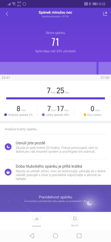 Xiaomi Mi Band 4 měření spánku