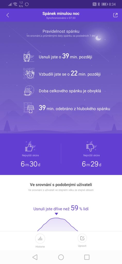 Xiaomi Mi Band 4 měření spaní
