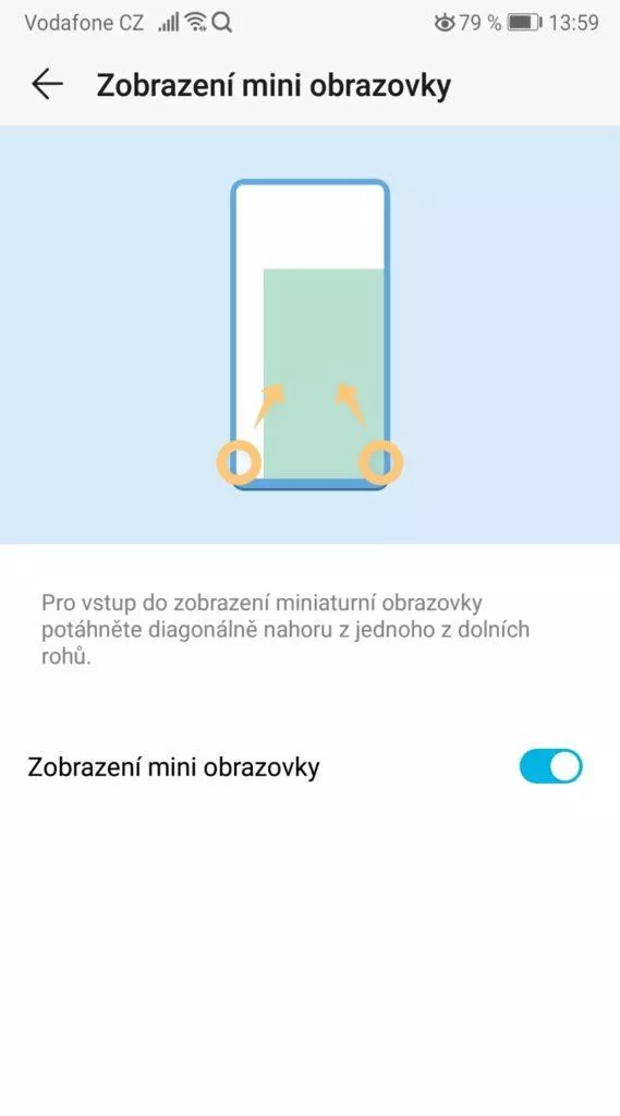 Smartphone - ovládání jednou rukou - mini obrazovka