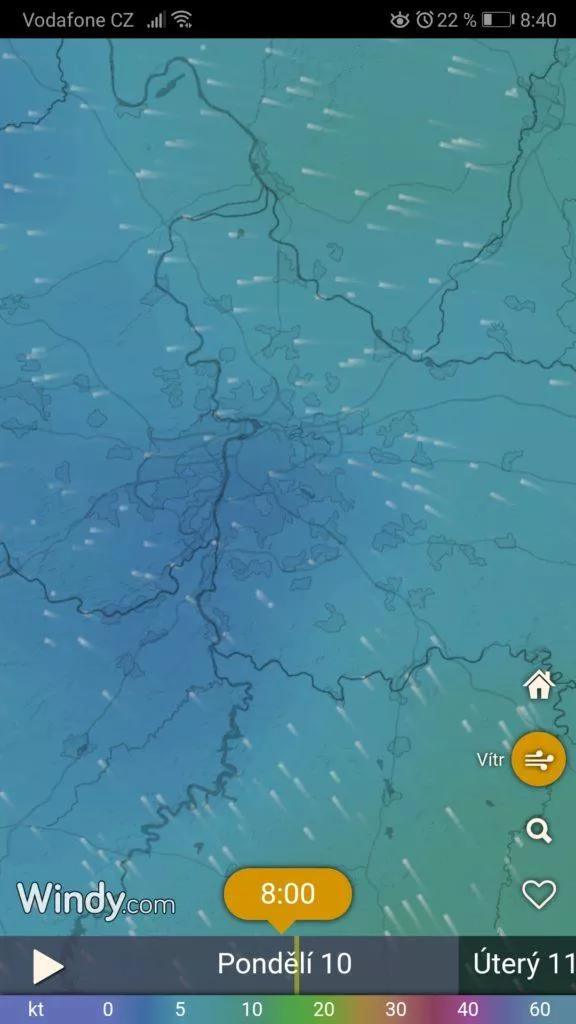 Vítr - předpověď, odkud fouká