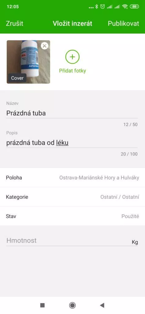 Vyplnění údajů