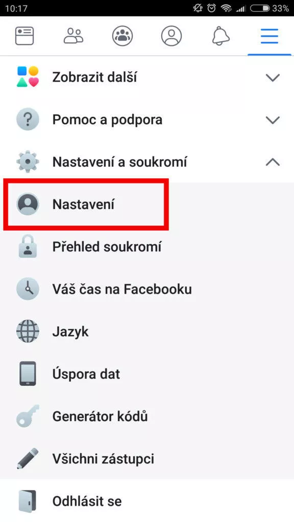 vypnuti ikony upozorneni facebook