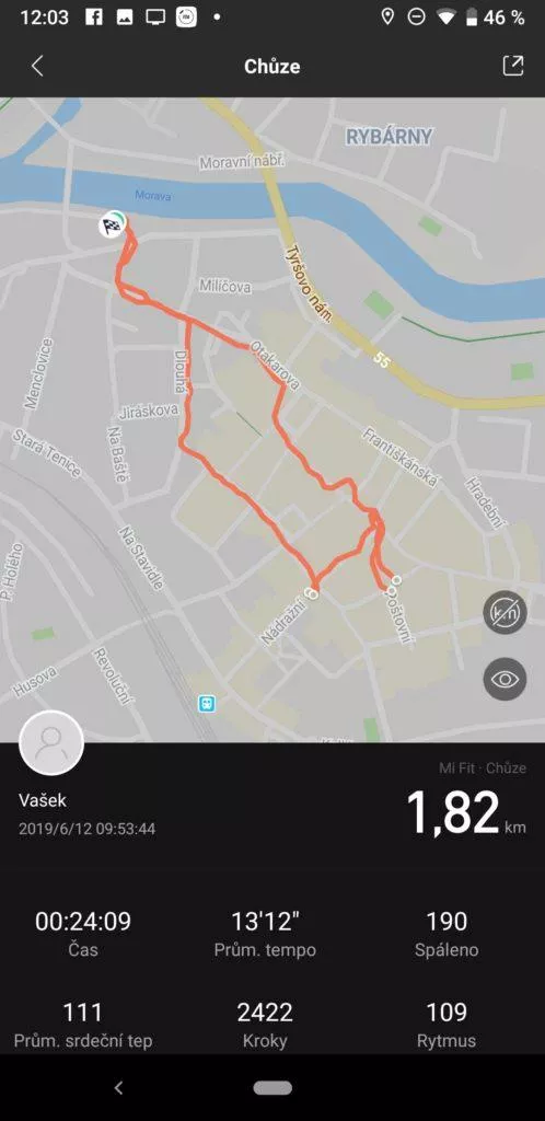 Xiaomi Amazfit Cor 2 trasa