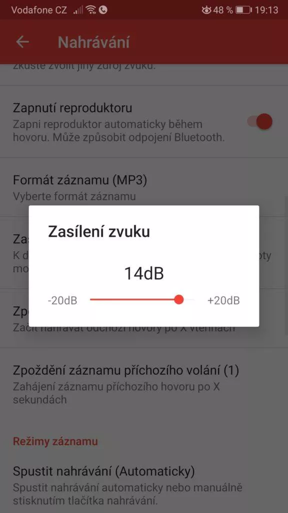 Zesílení zvuku - ACR