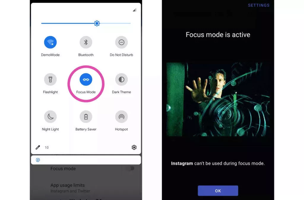 Režim soustředění v Androidu Q