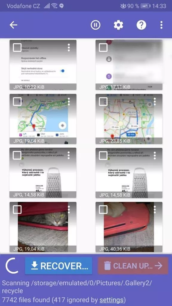 Aplikace - obnova fotek a videa z telefonu