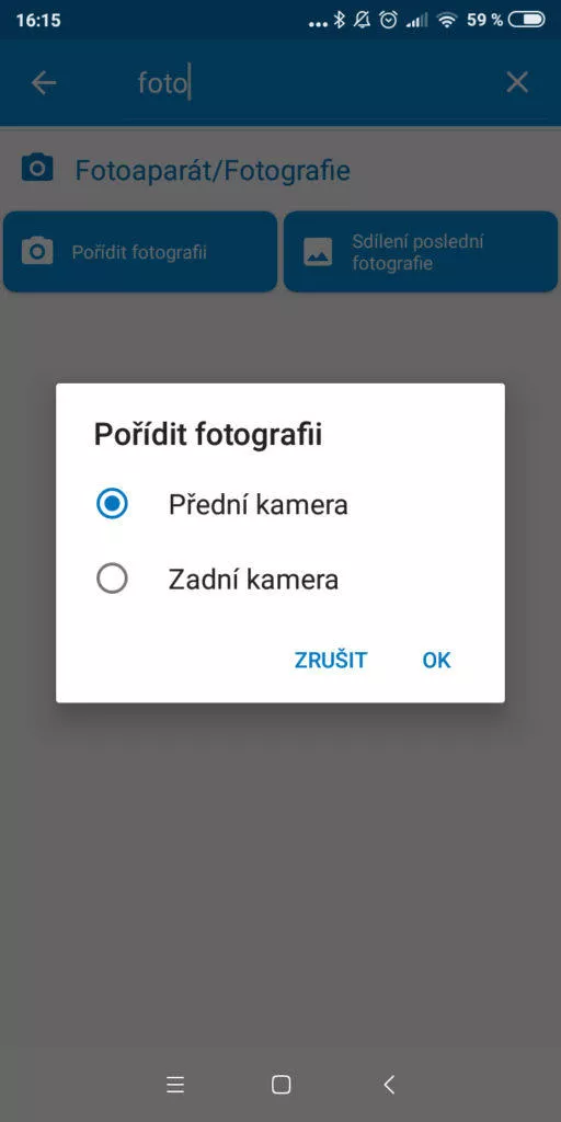 Automatizace 01 - Přední fotoaparát