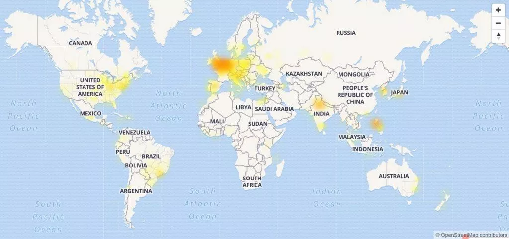 Facebook - výpadek - červenec, 08. 07. 2019