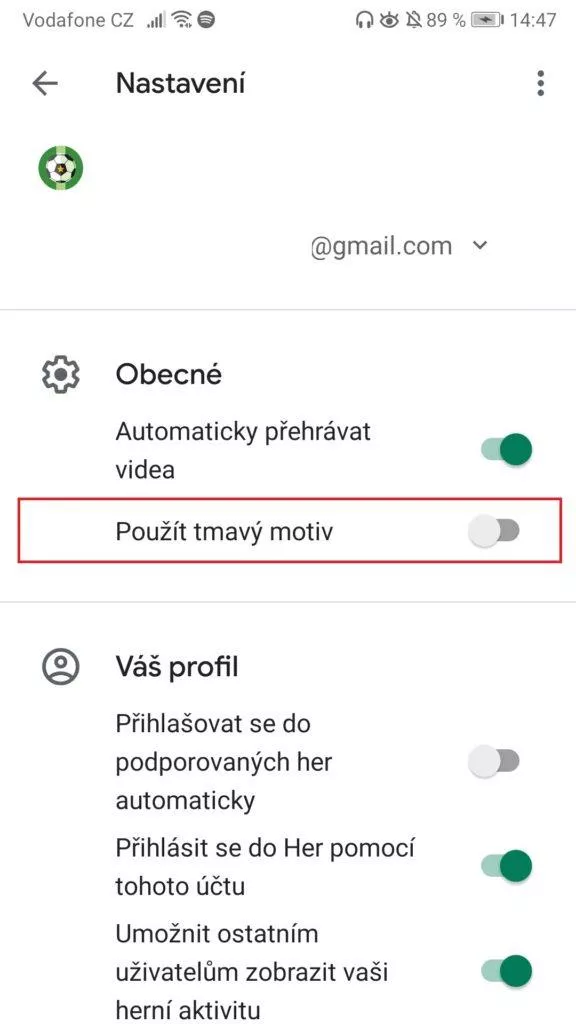 Hry Google - jak zapnout tmavý režim