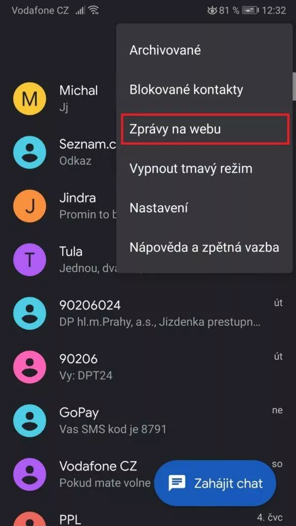 Jak posílat SMS zprávy přes Google