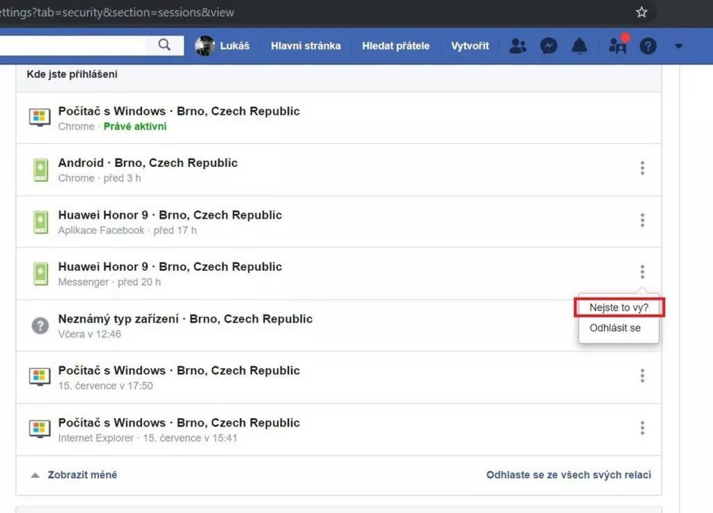 Jak zjistit, jestli se někdo naboural do Facebook účtu
