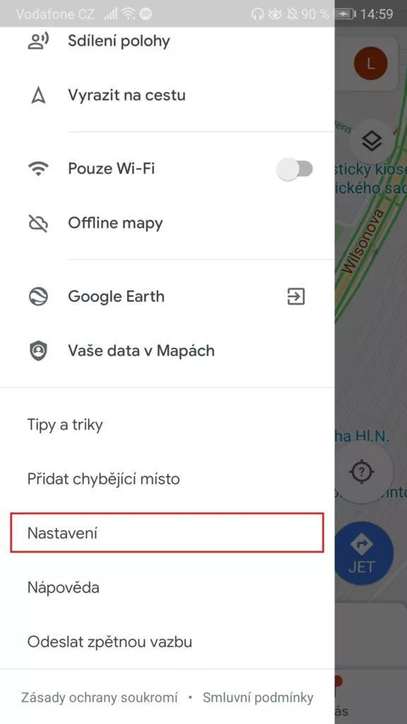 Mapy Google - jak zapnout temný režim