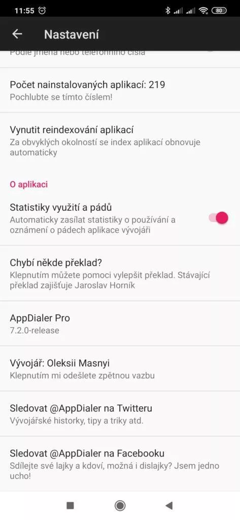 Nastavení AppDialer Pro