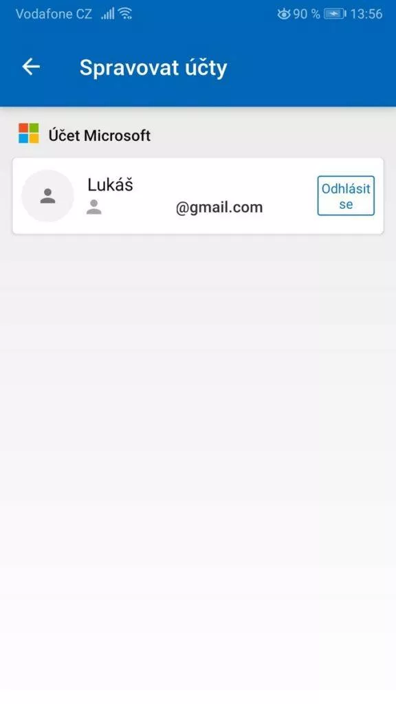Přidat nebo odebrat účet - MS SMS