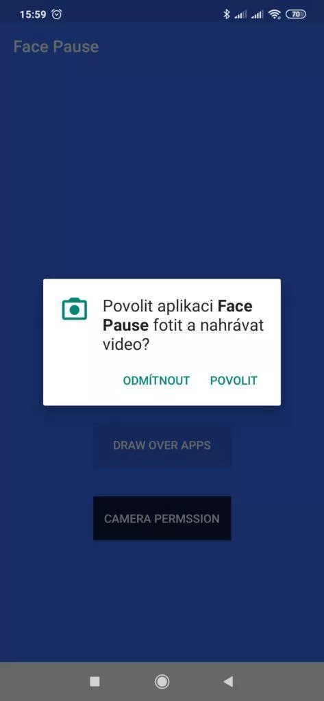 Požadavek na přístup k fotoaparátu