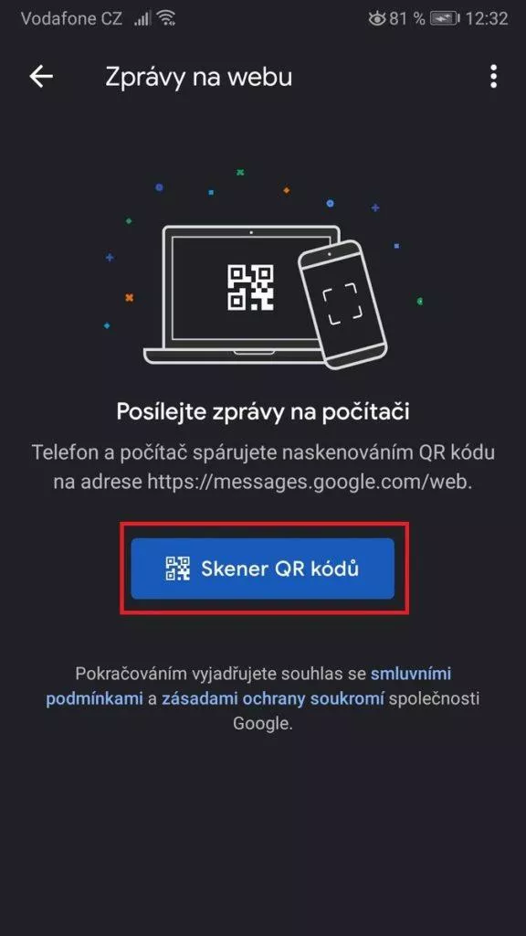 QR kód - Google zprávy - web