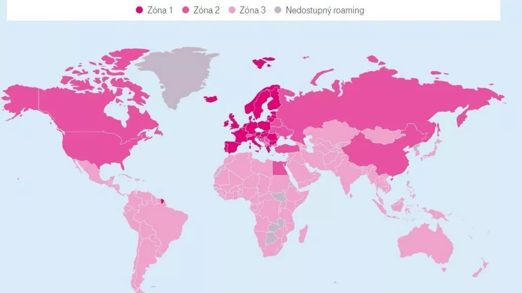 Roaming T-Mobile - mapa zón