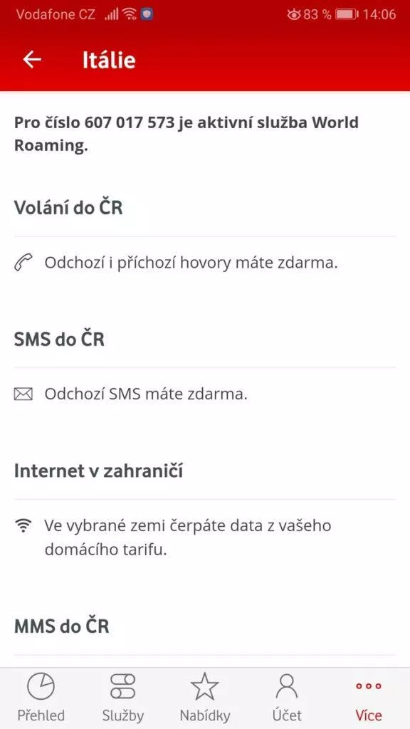 Roaming - podmínky