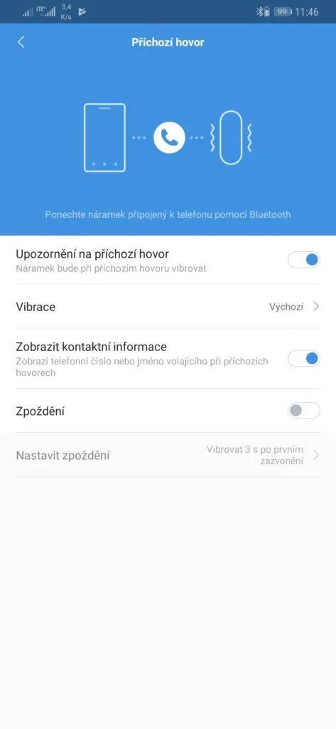 Zapnutí upozornění se jménem.