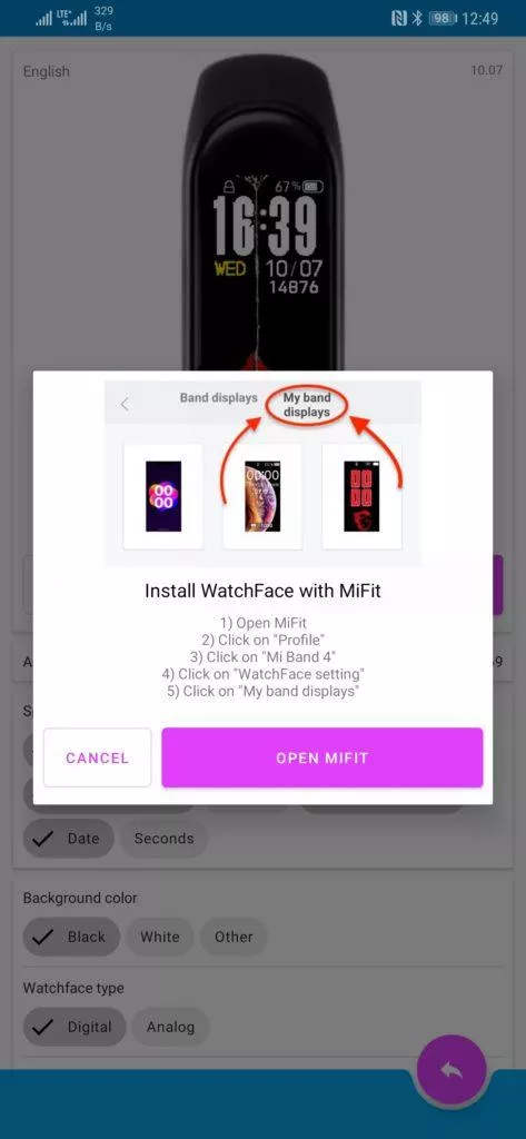 Stažení ciferníku Xiaomi Mi Band 4