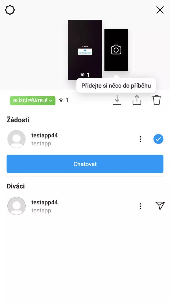 skupinový chat instastories