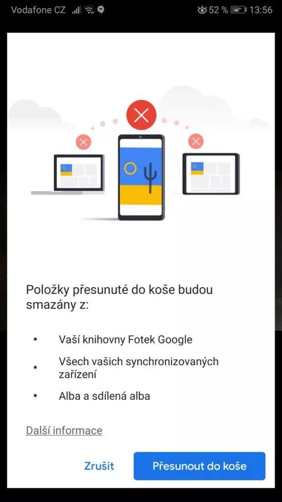 Smazané fotky - upozornění